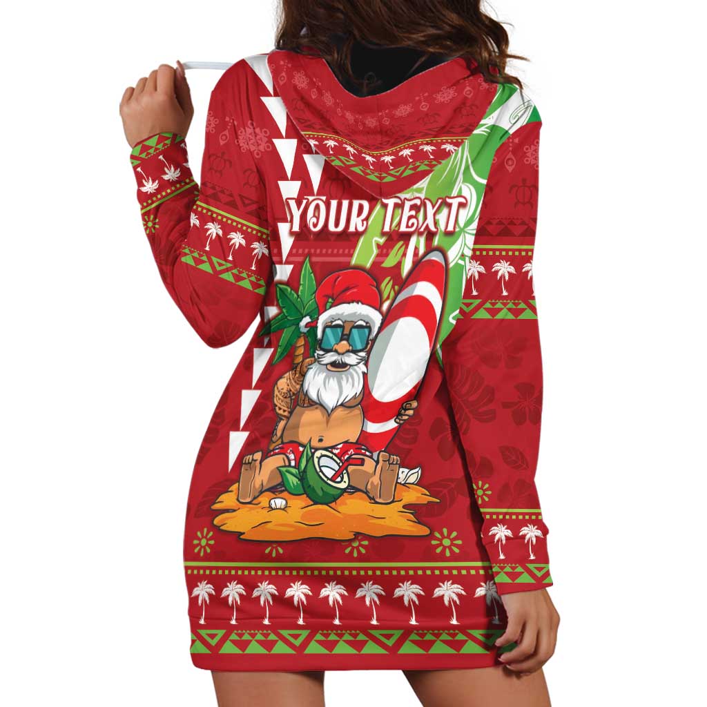 Personalised Hawaii Christmas Hoodie Dress Funny Santa Claus Surf Mele Kalikimaka LT05 - Polynesian Pride