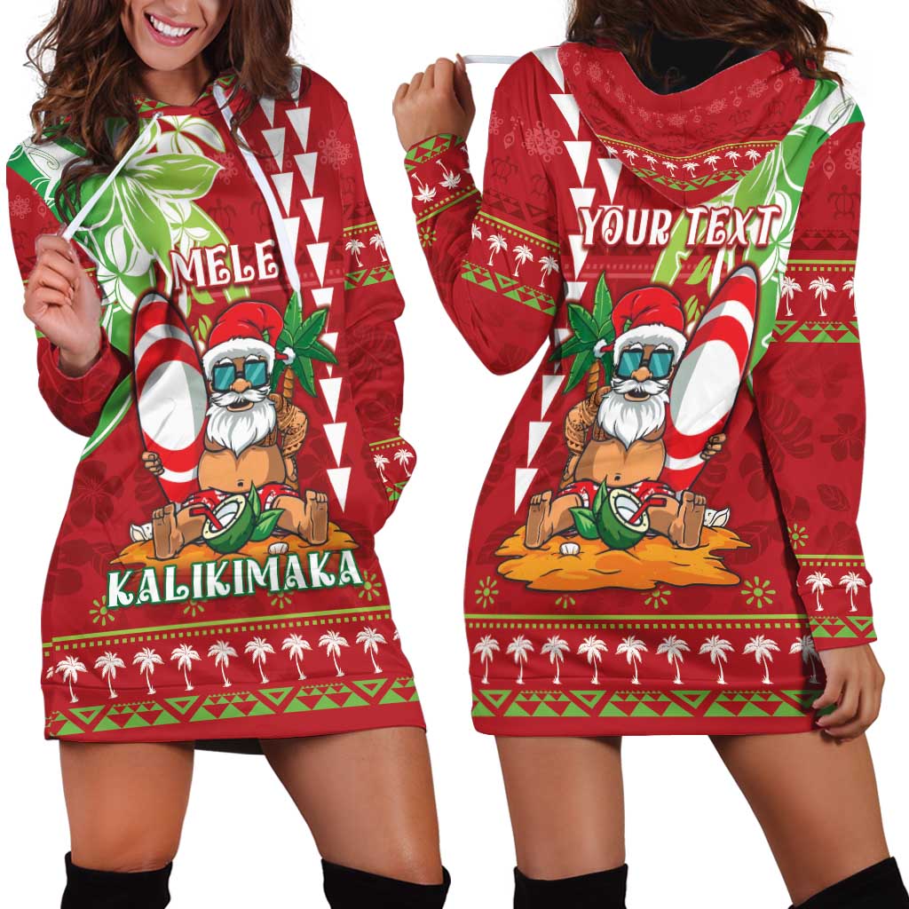 Personalised Hawaii Christmas Hoodie Dress Funny Santa Claus Surf Mele Kalikimaka LT05 - Polynesian Pride