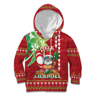 Personalised Hawaii Christmas Kid Hoodie Funny Santa Claus Surf Mele Kalikimaka LT05 Hoodie Red - Polynesian Pride