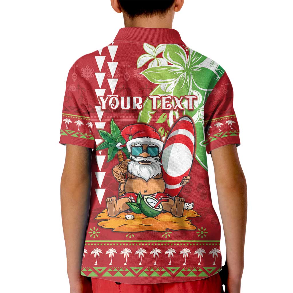 Personalised Hawaii Christmas Kid Polo Shirt Funny Santa Claus Surf Mele Kalikimaka LT05 - Polynesian Pride