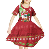 Personalised Hawaii Christmas Kid Short Sleeve Dress Funny Santa Claus Surf Mele Kalikimaka LT05 - Polynesian Pride