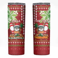 Personalised Hawaii Christmas Skinny Tumbler Funny Santa Claus Surf Mele Kalikimaka LT05 Red - Polynesian Pride
