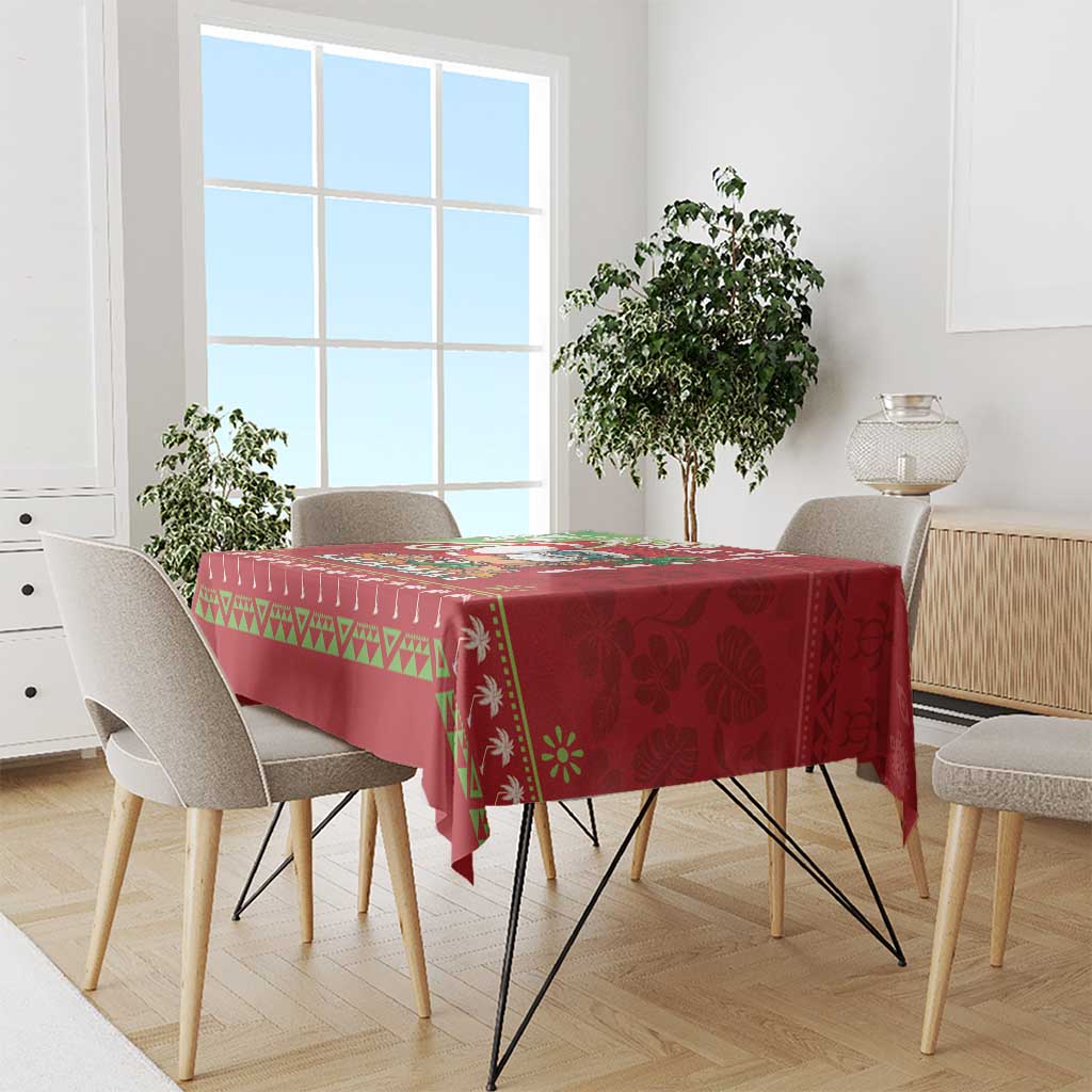 Hawaii Christmas Tablecloth Funny Santa Claus Surf Mele Kalikimaka