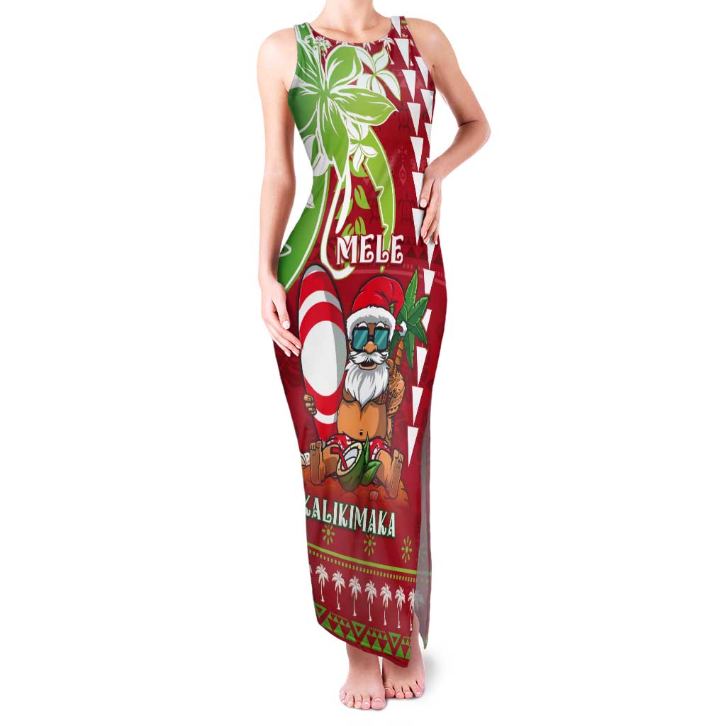 Personalised Hawaii Christmas Tank Maxi Dress Funny Santa Claus Surf Mele Kalikimaka LT05 Women Red - Polynesian Pride