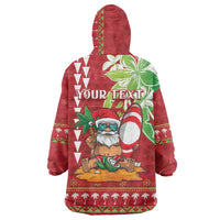 Personalised Hawaii Christmas Wearable Blanket Hoodie Funny Santa Claus Surf Mele Kalikimaka LT05 - Polynesian Pride