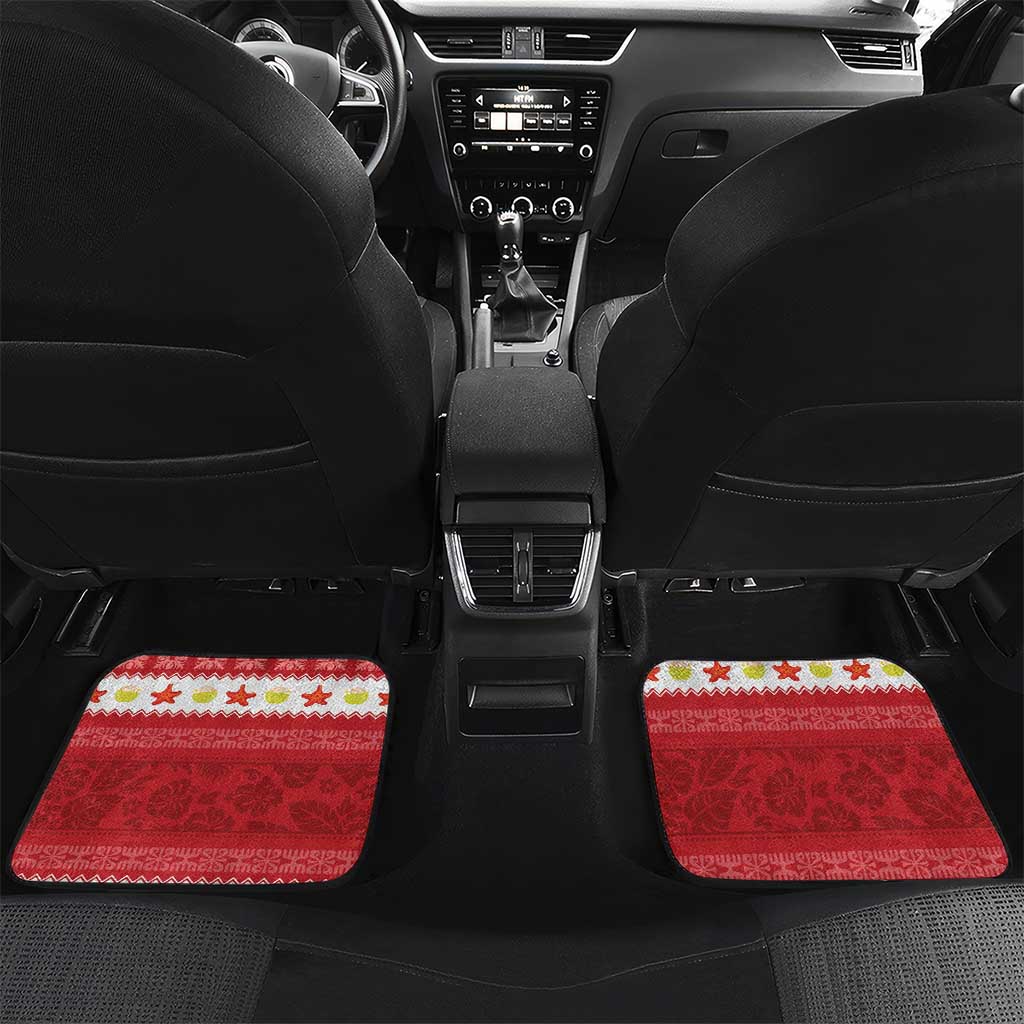 Hawaii Funny Christmas Car Mats Spam Musubi Santa LT05 Set 2pcs - Back Red - Polynesian Pride