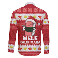 Hawaii Funny Christmas Family Matching Long Sleeve Bodycon Dress and Hawaiian Shirt Spam Musubi Santa