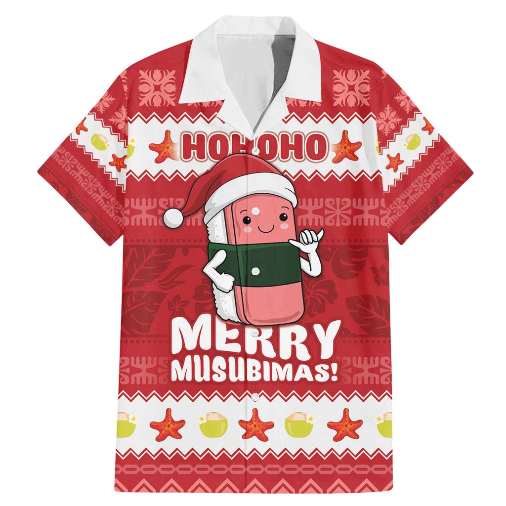 Hawaii Funny Christmas Family Matching Mermaid Dress and Hawaiian Shirt Spam Musubi Santa LT05 Dad's Shirt - Short Sleeve Red - Polynesian Pride