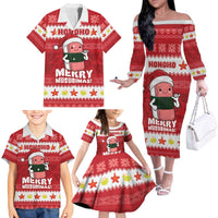 Hawaii Funny Christmas Family Matching Off The Shoulder Long Sleeve Dress and Hawaiian Shirt Spam Musubi Santa LT05 - Polynesian Pride