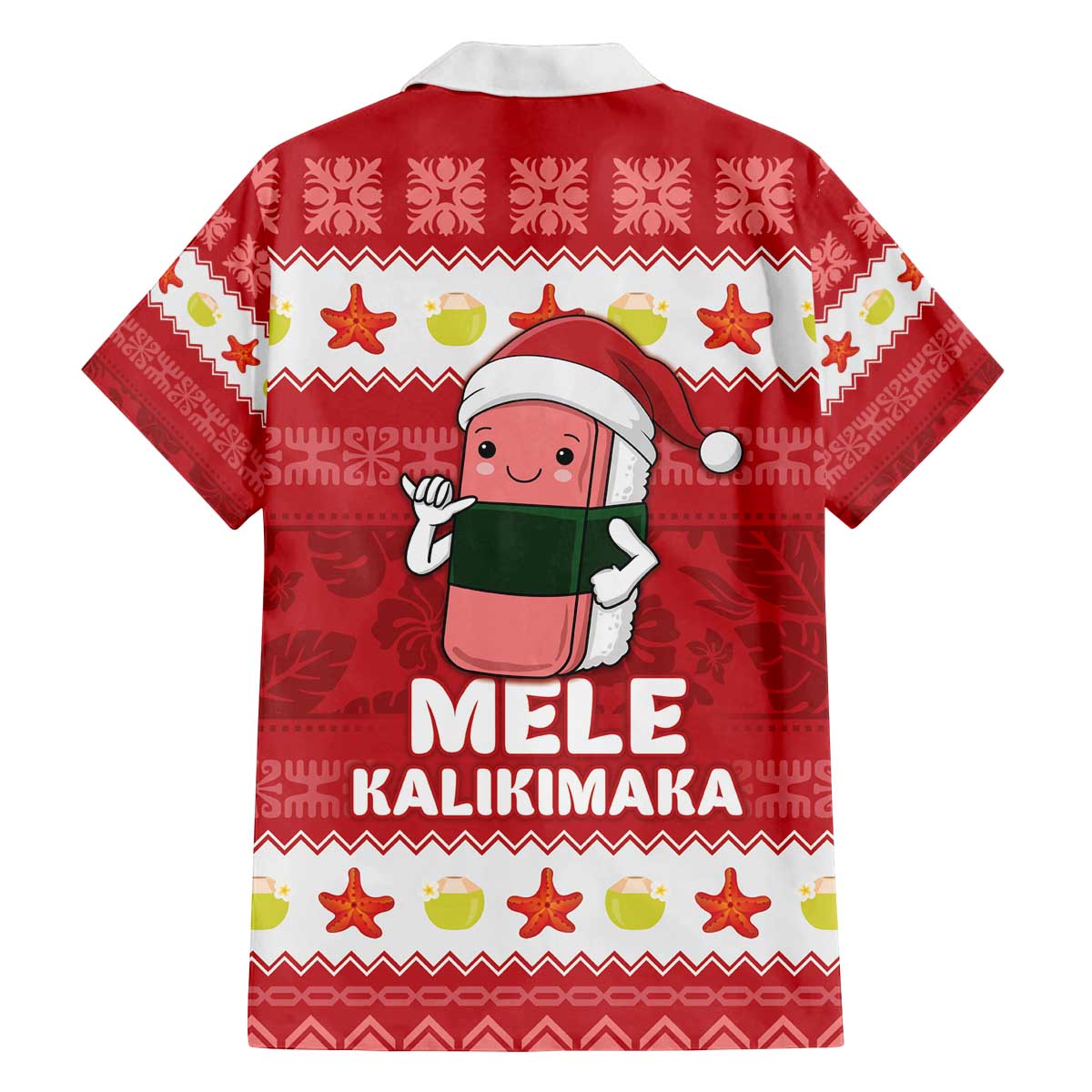 Hawaii Funny Christmas Family Matching Off The Shoulder Long Sleeve Dress and Hawaiian Shirt Spam Musubi Santa LT05 - Polynesian Pride
