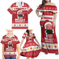 Hawaii Funny Christmas Family Matching Off Shoulder Maxi Dress and Hawaiian Shirt Spam Musubi Santa LT05 - Polynesian Pride