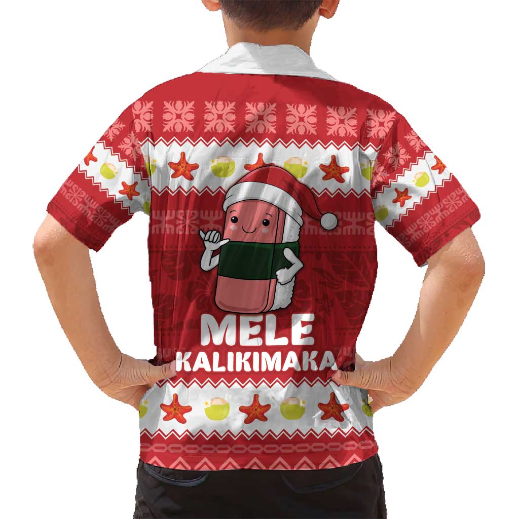 Hawaii Funny Christmas Family Matching Off Shoulder Short Dress and Hawaiian Shirt Spam Musubi Santa LT05 - Polynesian Pride