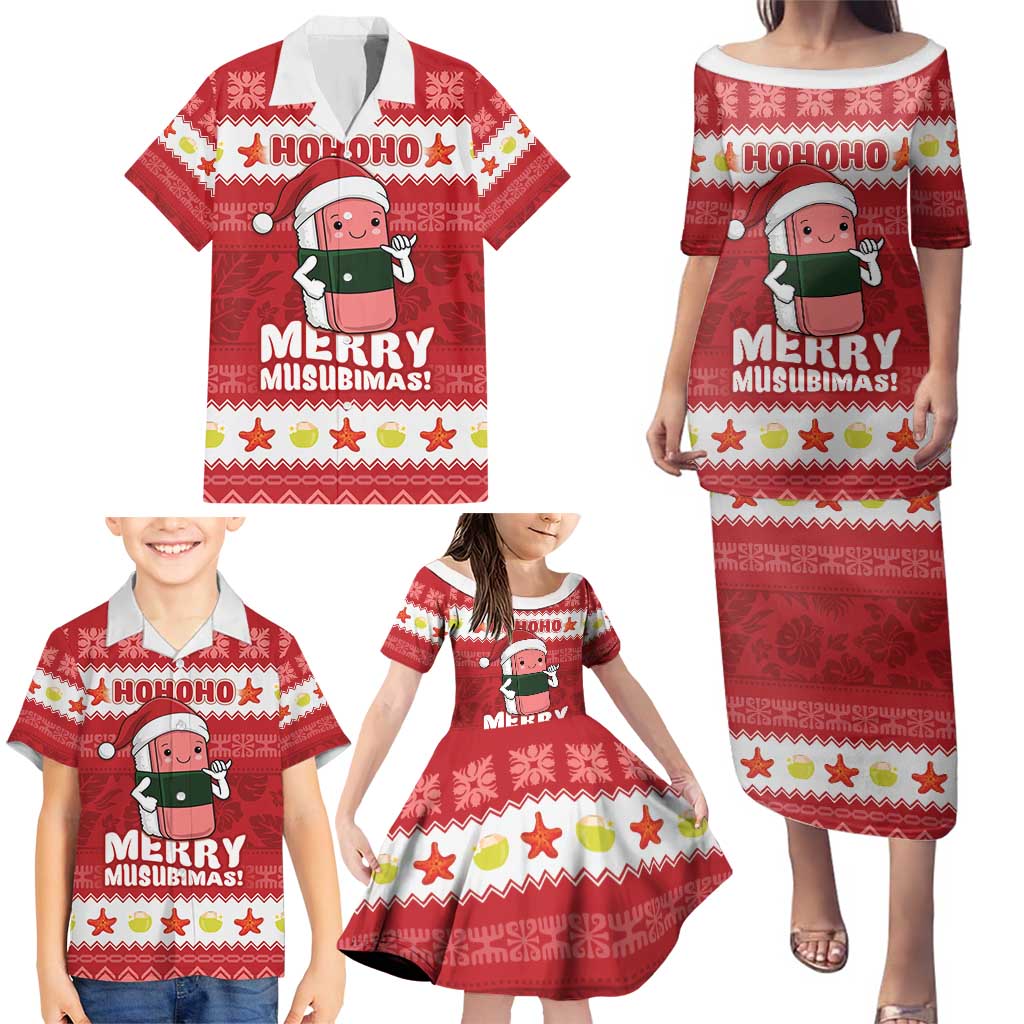 Hawaii Funny Christmas Family Matching Puletasi and Hawaiian Shirt Spam Musubi Santa LT05 - Polynesian Pride
