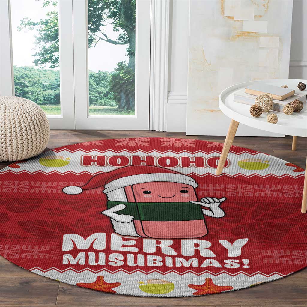 Hawaii Funny Christmas Round Carpet Spam Musubi Santa LT05 - Polynesian Pride