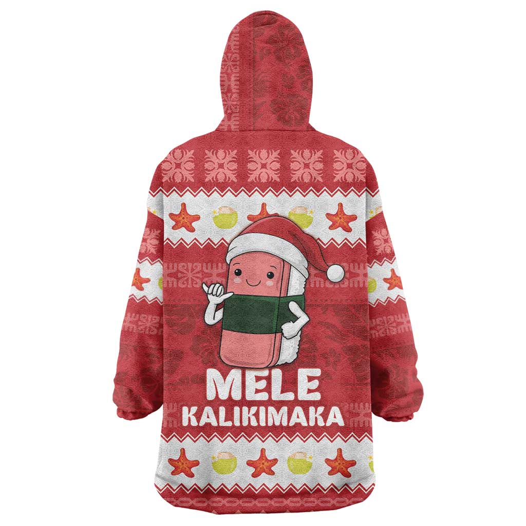 Hawaii Funny Christmas Wearable Blanket Hoodie Spam Musubi Santa LT05 - Polynesian Pride