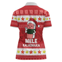 Hawaii Funny Christmas Women Polo Shirt Spam Musubi Santa