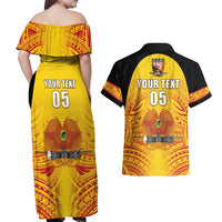 Papua New Guinea Rugby Custom Couples Matching Off Shoulder Maxi Dress and Hawaiian Shirt Kumul Pride Go Champions LT05 - Polynesian Pride