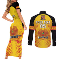 Papua New Guinea Rugby Custom Couples Matching Short Sleeve Bodycon Dress and Long Sleeve Button Shirt Kumul Pride Go Champions LT05 - Polynesian Pride