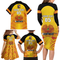 Papua New Guinea Rugby Custom Family Matching Long Sleeve Bodycon Dress and Hawaiian Shirt Kumul Pride Go Champions LT05 - Polynesian Pride