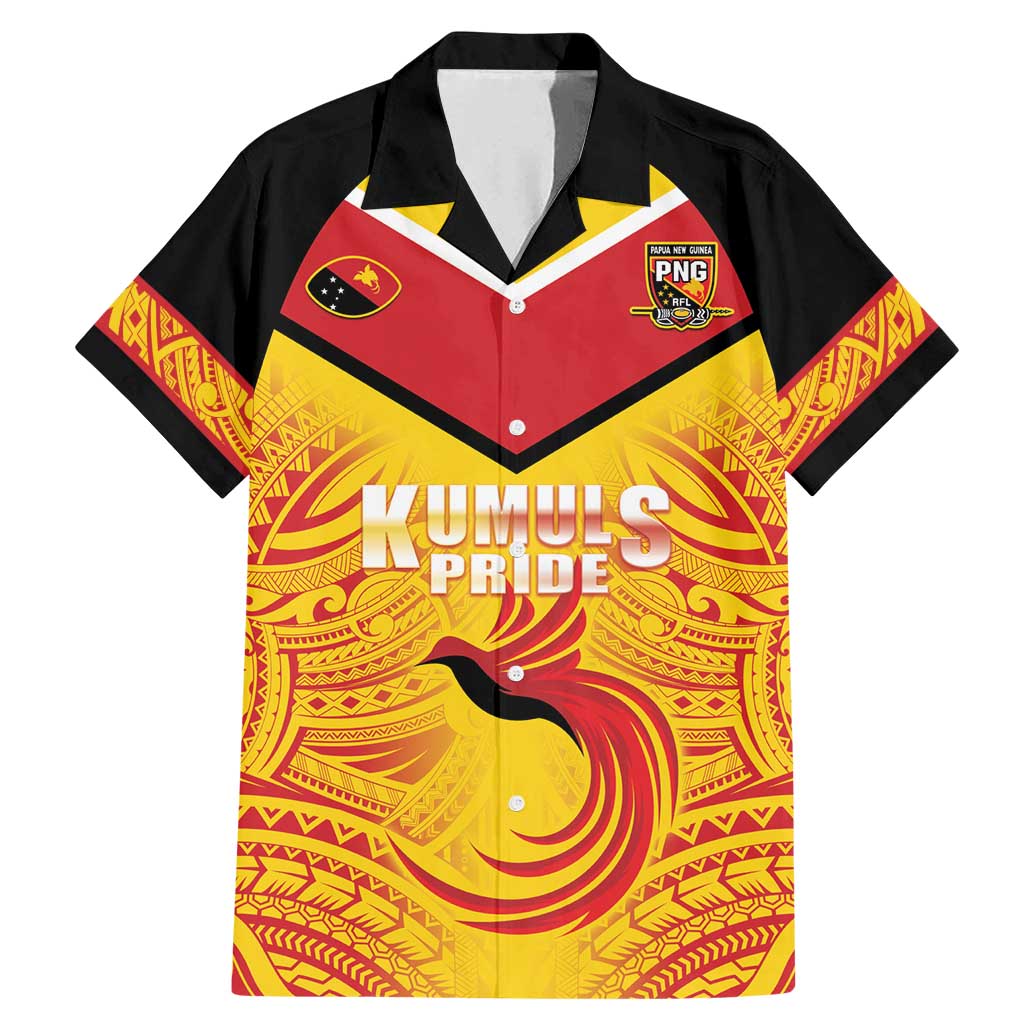 Papua New Guinea Rugby Custom Family Matching Mermaid Dress and Hawaiian Shirt Kumul Pride Go Champions LT05 Dad's Shirt - Short Sleeve Yellow - Polynesian Pride