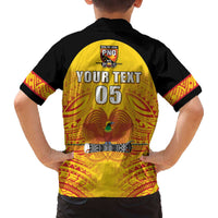 Papua New Guinea Rugby Custom Family Matching Off The Shoulder Long Sleeve Dress and Hawaiian Shirt Kumul Pride Go Champions LT05 - Polynesian Pride
