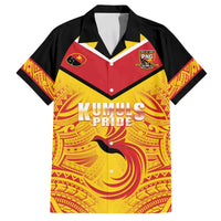Papua New Guinea Rugby Custom Family Matching Off The Shoulder Long Sleeve Dress and Hawaiian Shirt Kumul Pride Go Champions LT05 Dad's Shirt - Short Sleeve Yellow - Polynesian Pride