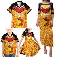 Papua New Guinea Rugby Custom Family Matching Puletasi and Hawaiian Shirt Kumul Pride Go Champions LT05 - Polynesian Pride