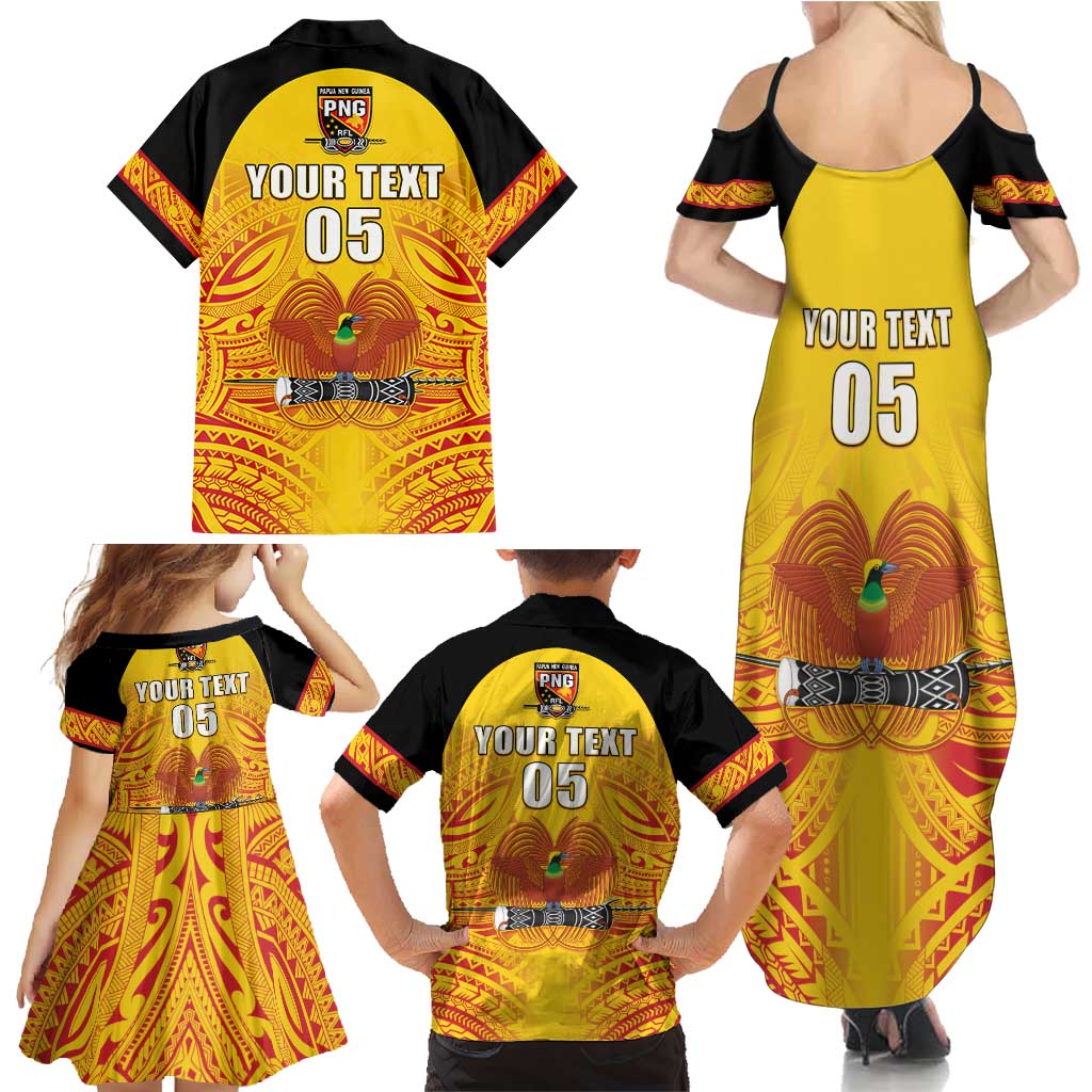 Papua New Guinea Rugby Custom Family Matching Summer Maxi Dress and Hawaiian Shirt Kumul Pride Go Champions LT05 - Polynesian Pride