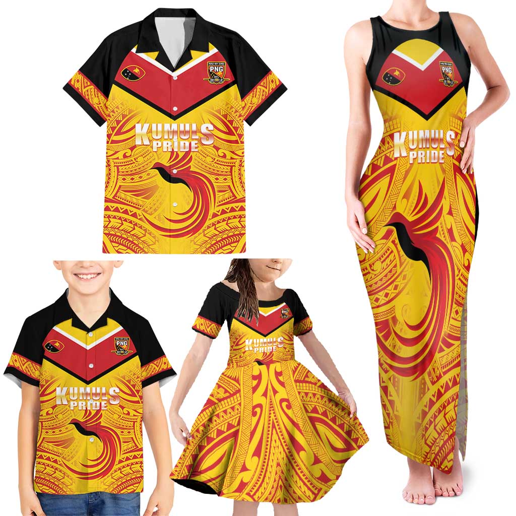 Papua New Guinea Rugby Custom Family Matching Tank Maxi Dress and Hawaiian Shirt Kumul Pride Go Champions LT05 - Polynesian Pride