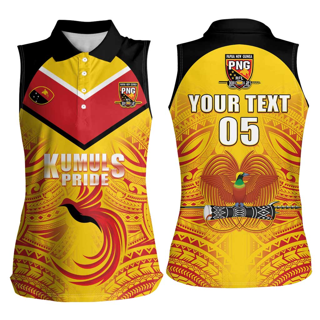Papua New Guinea Rugby Custom Women Sleeveless Polo Shirt Kumul Pride Go Champions LT05 - Polynesian Pride