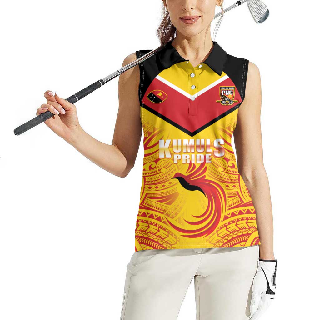 Papua New Guinea Rugby Custom Women Sleeveless Polo Shirt Kumul Pride Go Champions LT05 - Polynesian Pride