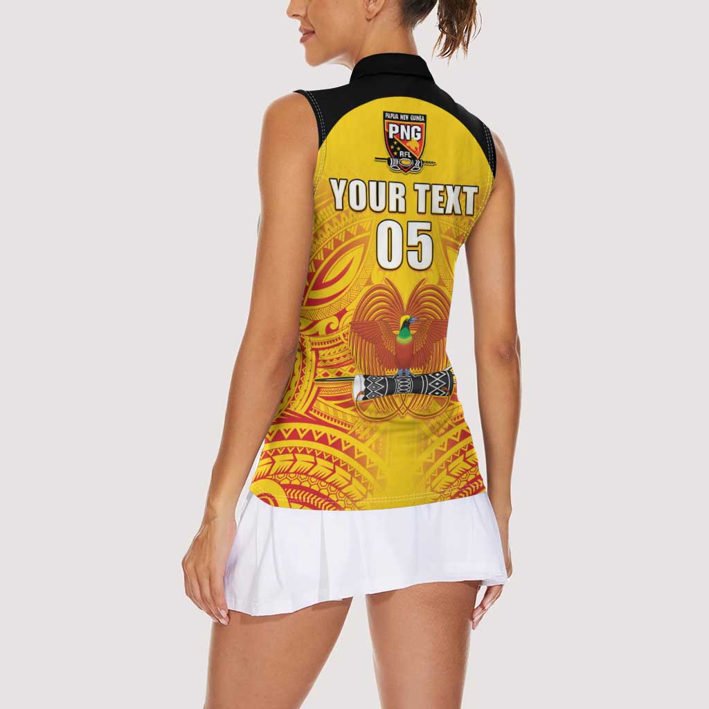 Papua New Guinea Rugby Custom Women Sleeveless Polo Shirt Kumul Pride Go Champions LT05 - Polynesian Pride