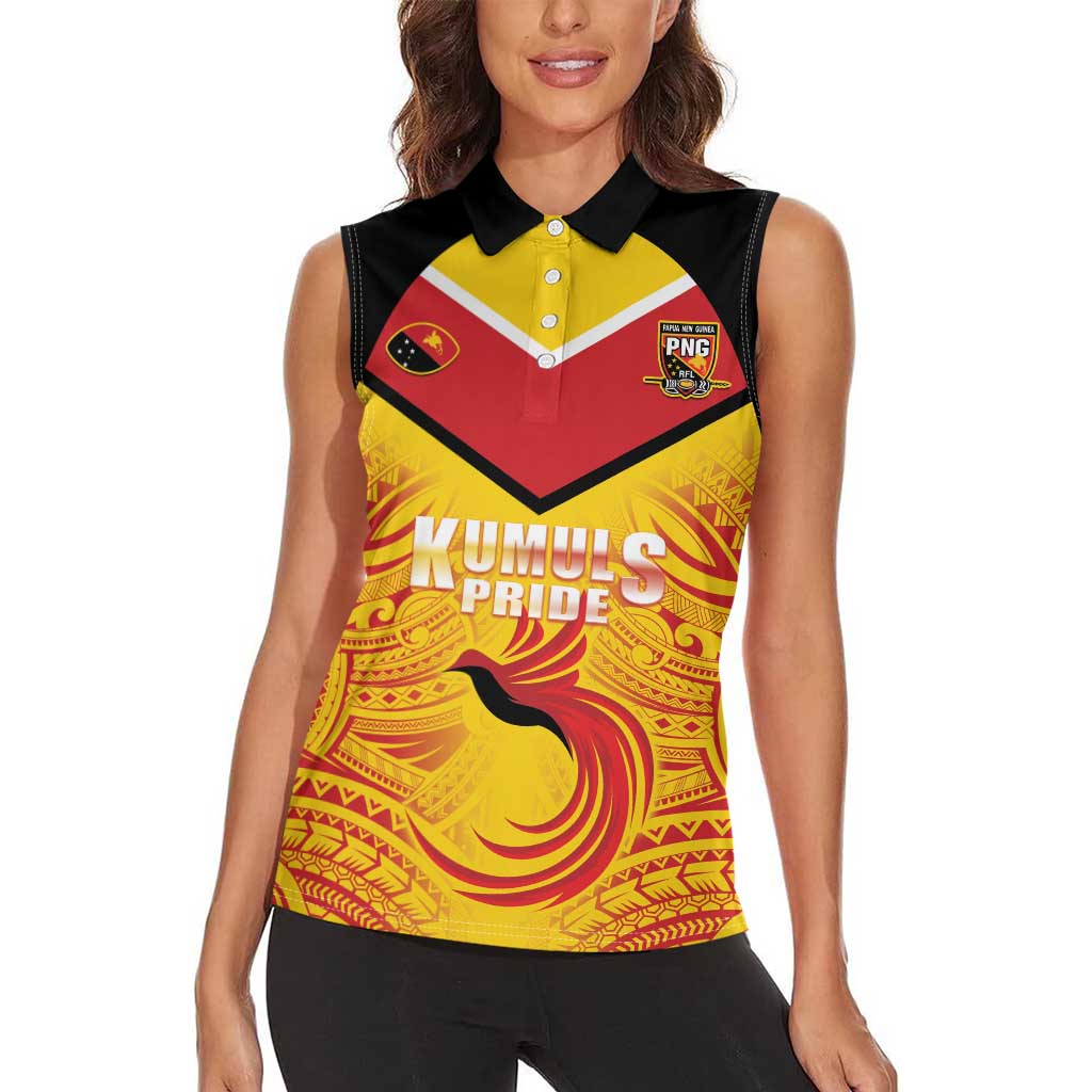 Papua New Guinea Rugby Custom Women Sleeveless Polo Shirt Kumul Pride Go Champions LT05 - Polynesian Pride