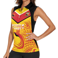 Papua New Guinea Rugby Custom Women Sleeveless Polo Shirt Kumul Pride Go Champions LT05 - Polynesian Pride