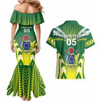 Cook Islands Rugby Custom Couples Matching Mermaid Dress and Hawaiian Shirt The Kukis Go Champions LT05 - Polynesian Pride