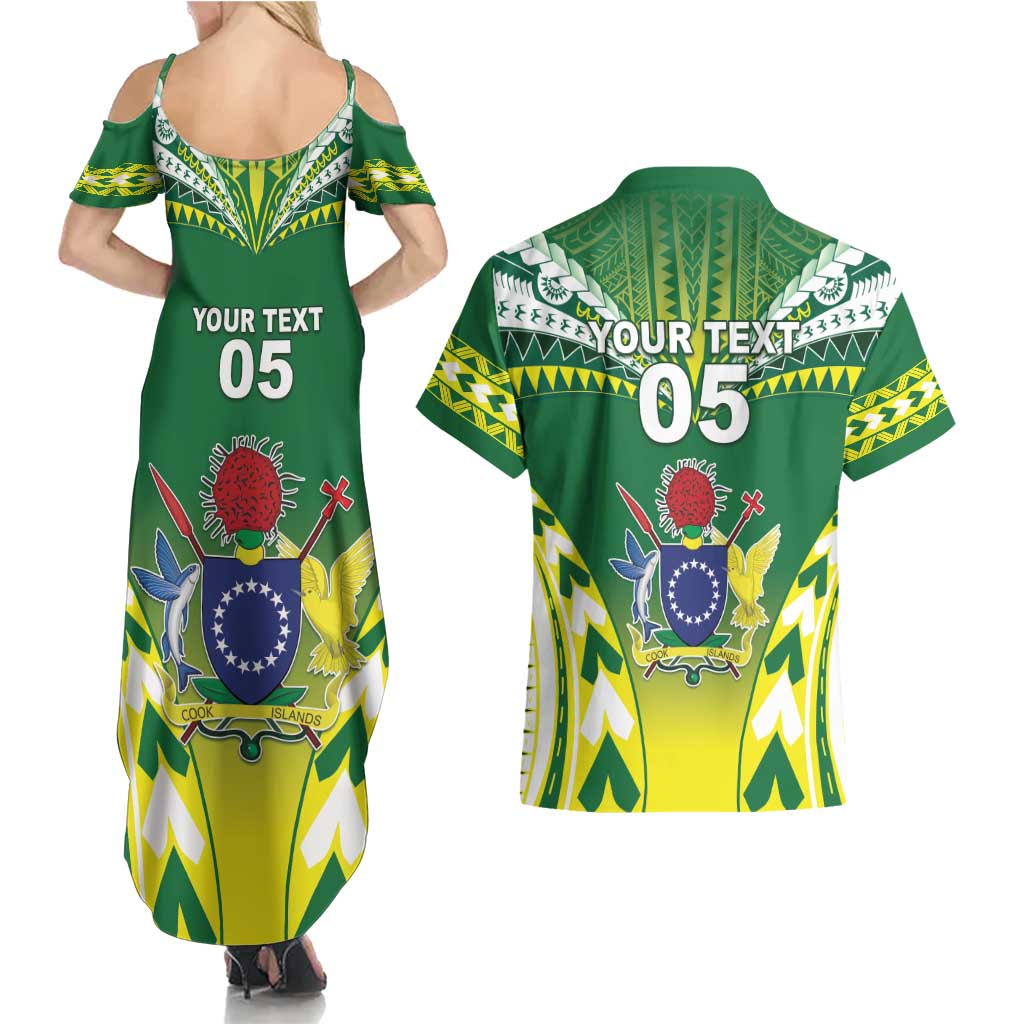 Cook Islands Rugby Custom Couples Matching Summer Maxi Dress and Hawaiian Shirt The Kukis Go Champions LT05 - Polynesian Pride