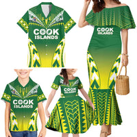 Cook Islands Rugby Custom Family Matching Mermaid Dress and Hawaiian Shirt The Kukis Go Champions LT05 - Polynesian Pride