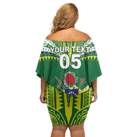 Cook Islands Rugby Custom Family Matching Off Shoulder Short Dress and Hawaiian Shirt The Kukis Go Champions LT05 - Polynesian Pride