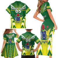 Cook Islands Rugby Custom Family Matching Short Sleeve Bodycon Dress and Hawaiian Shirt The Kukis Go Champions LT05 - Polynesian Pride