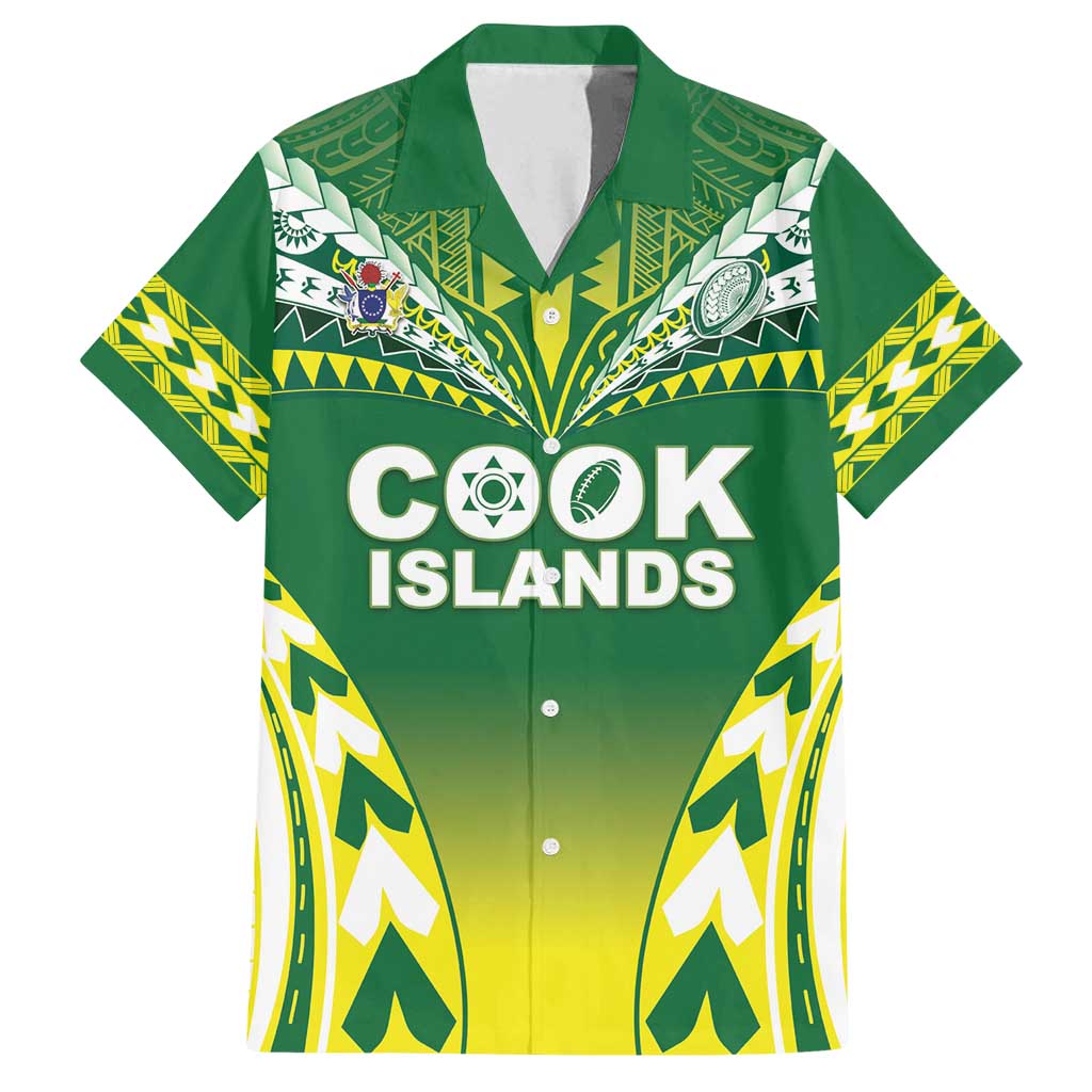 Cook Islands Rugby Custom Family Matching Summer Maxi Dress and Hawaiian Shirt The Kukis Go Champions LT05 Dad's Shirt - Short Sleeve Green - Polynesian Pride