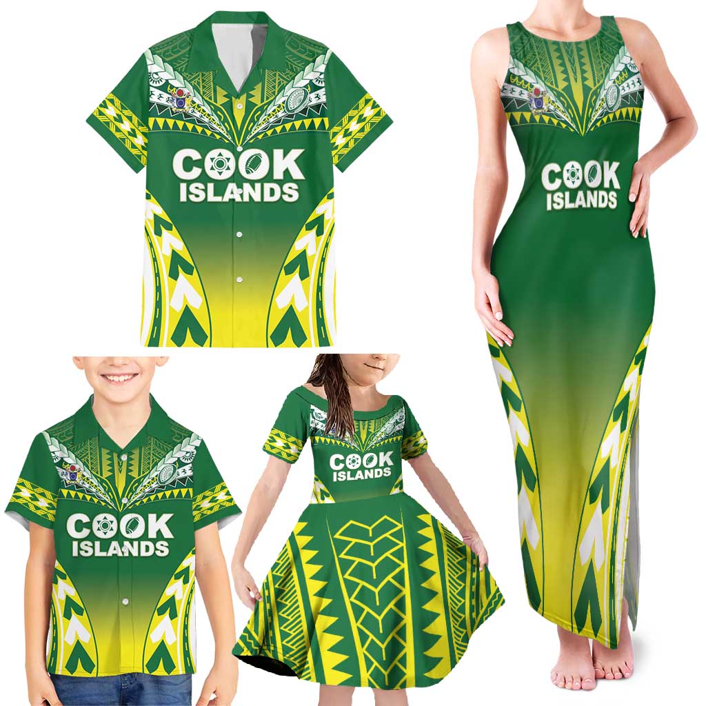 Cook Islands Rugby Custom Family Matching Tank Maxi Dress and Hawaiian Shirt The Kukis Go Champions LT05 - Polynesian Pride