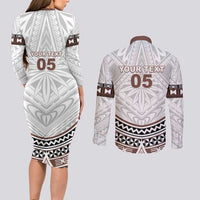 Fiji Rugby Custom Couples Matching Long Sleeve Bodycon Dress and Long Sleeve Button Shirt Fijian Bati Go Champions LT05 - Polynesian Pride