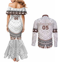 Fiji Rugby Custom Couples Matching Mermaid Dress and Long Sleeve Button Shirt Fijian Bati Go Champions LT05 - Polynesian Pride