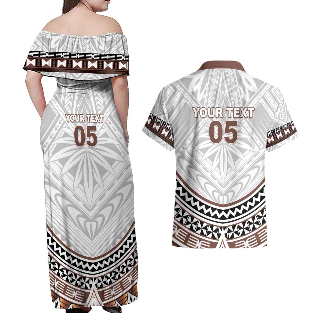 Fiji Rugby Custom Couples Matching Off Shoulder Maxi Dress and Hawaiian Shirt Fijian Bati Go Champions LT05 - Polynesian Pride