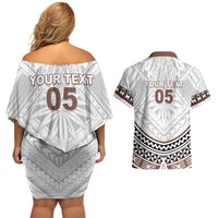 Fiji Rugby Custom Couples Matching Off Shoulder Short Dress and Hawaiian Shirt Fijian Bati Go Champions LT05 - Polynesian Pride