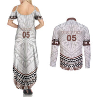 Fiji Rugby Custom Couples Matching Summer Maxi Dress and Long Sleeve Button Shirt Fijian Bati Go Champions LT05 - Polynesian Pride