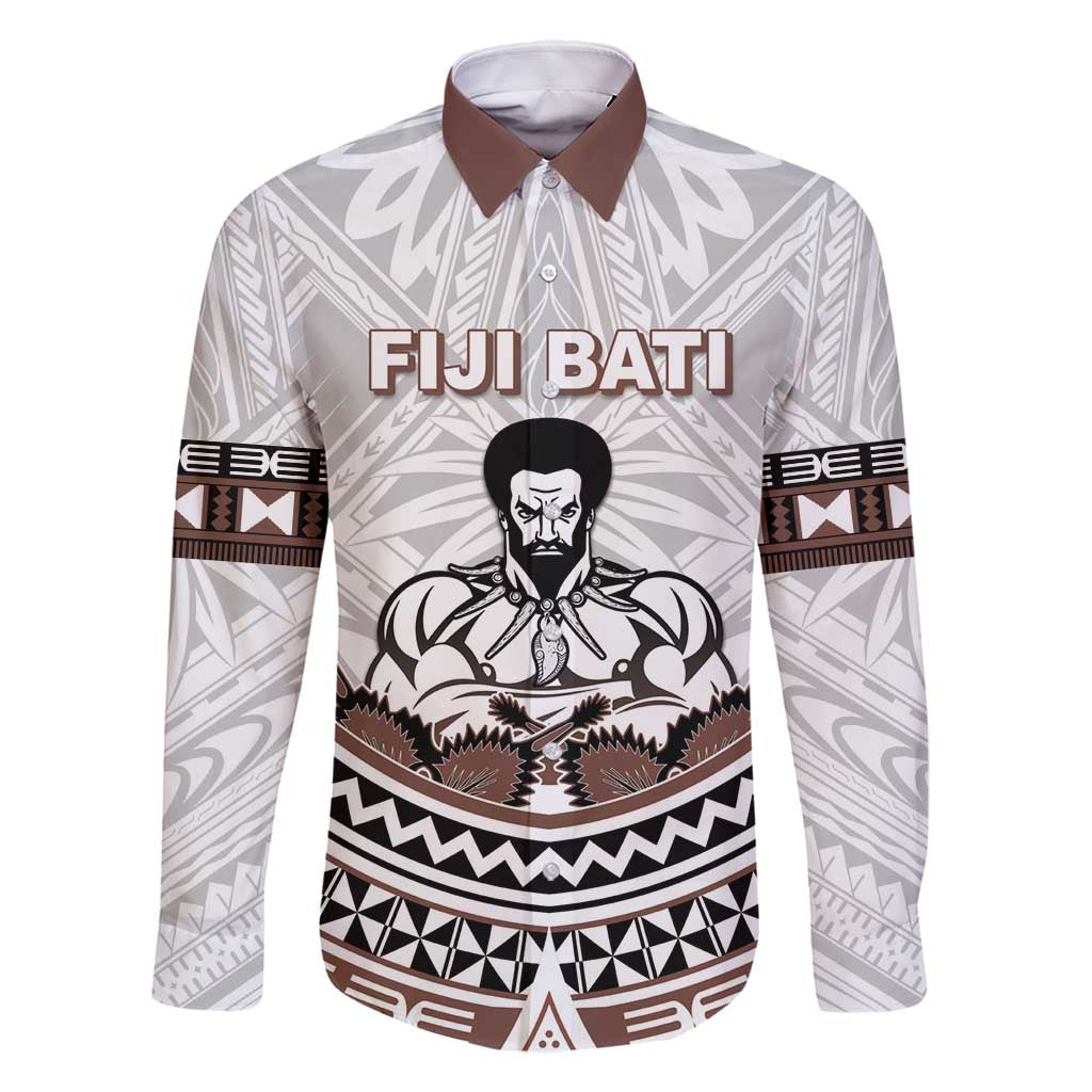 Fiji Rugby Custom Family Matching Long Sleeve Bodycon Dress and Hawaiian Shirt Fijian Bati Go Champions LT05 Dad's Shirt - Long Sleeve White - Polynesian Pride
