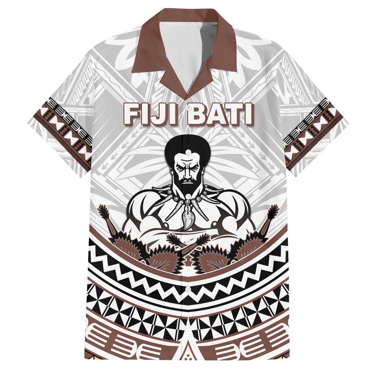 Fiji Rugby Custom Family Matching Off The Shoulder Long Sleeve Dress and Hawaiian Shirt Fijian Bati Go Champions LT05 Dad's Shirt - Short Sleeve White - Polynesian Pride