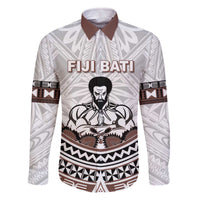 Fiji Rugby Custom Family Matching Off The Shoulder Long Sleeve Dress and Hawaiian Shirt Fijian Bati Go Champions LT05 Dad's Shirt - Long Sleeve White - Polynesian Pride