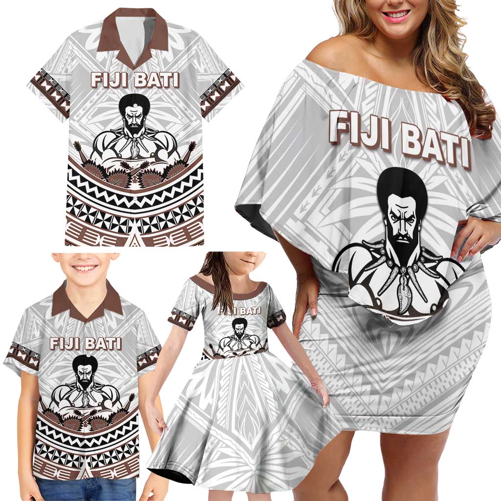 Fiji Rugby Custom Family Matching Off Shoulder Short Dress and Hawaiian Shirt Fijian Bati Go Champions LT05 - Polynesian Pride